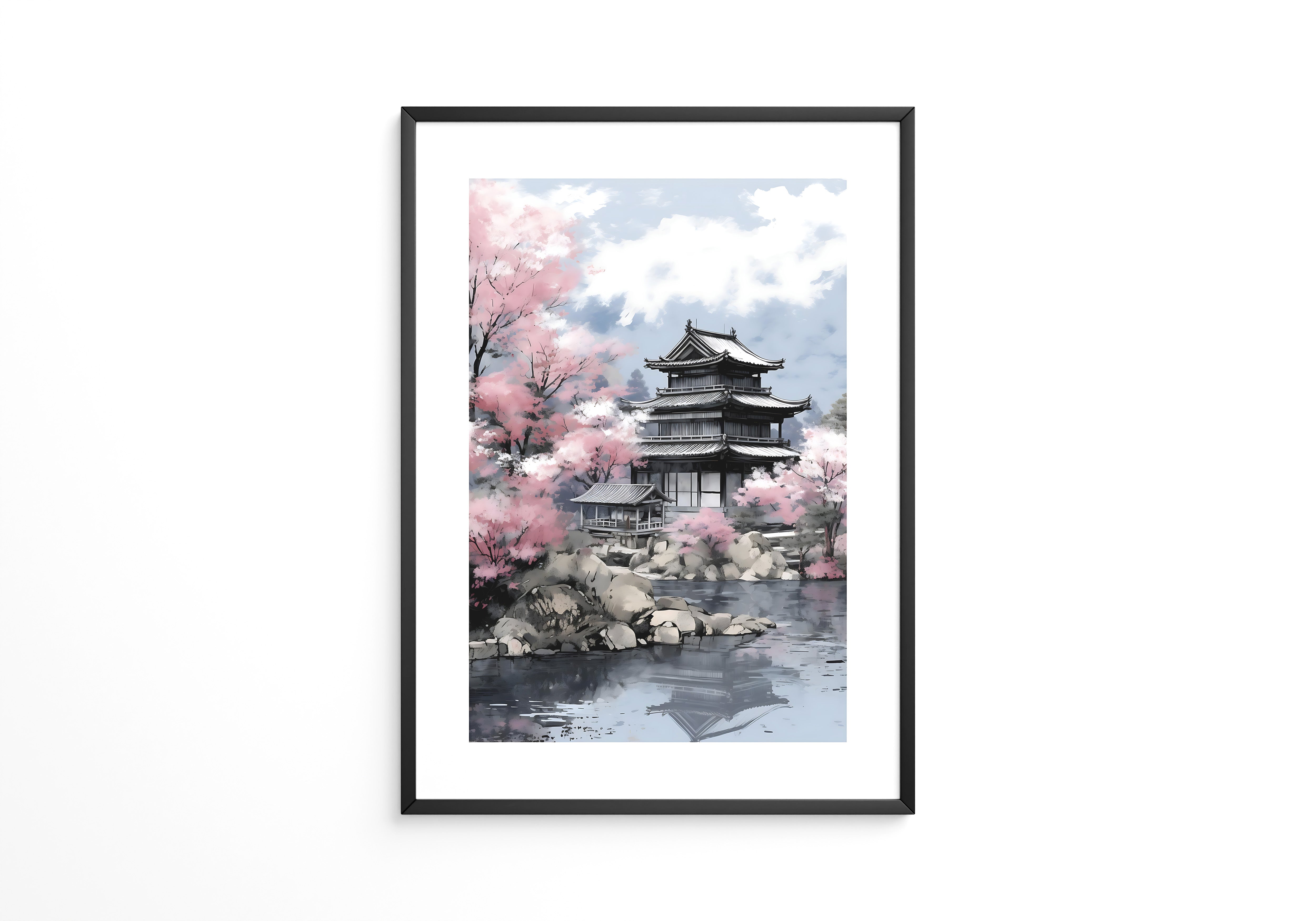 Japanischer Tempel Kirschblüten