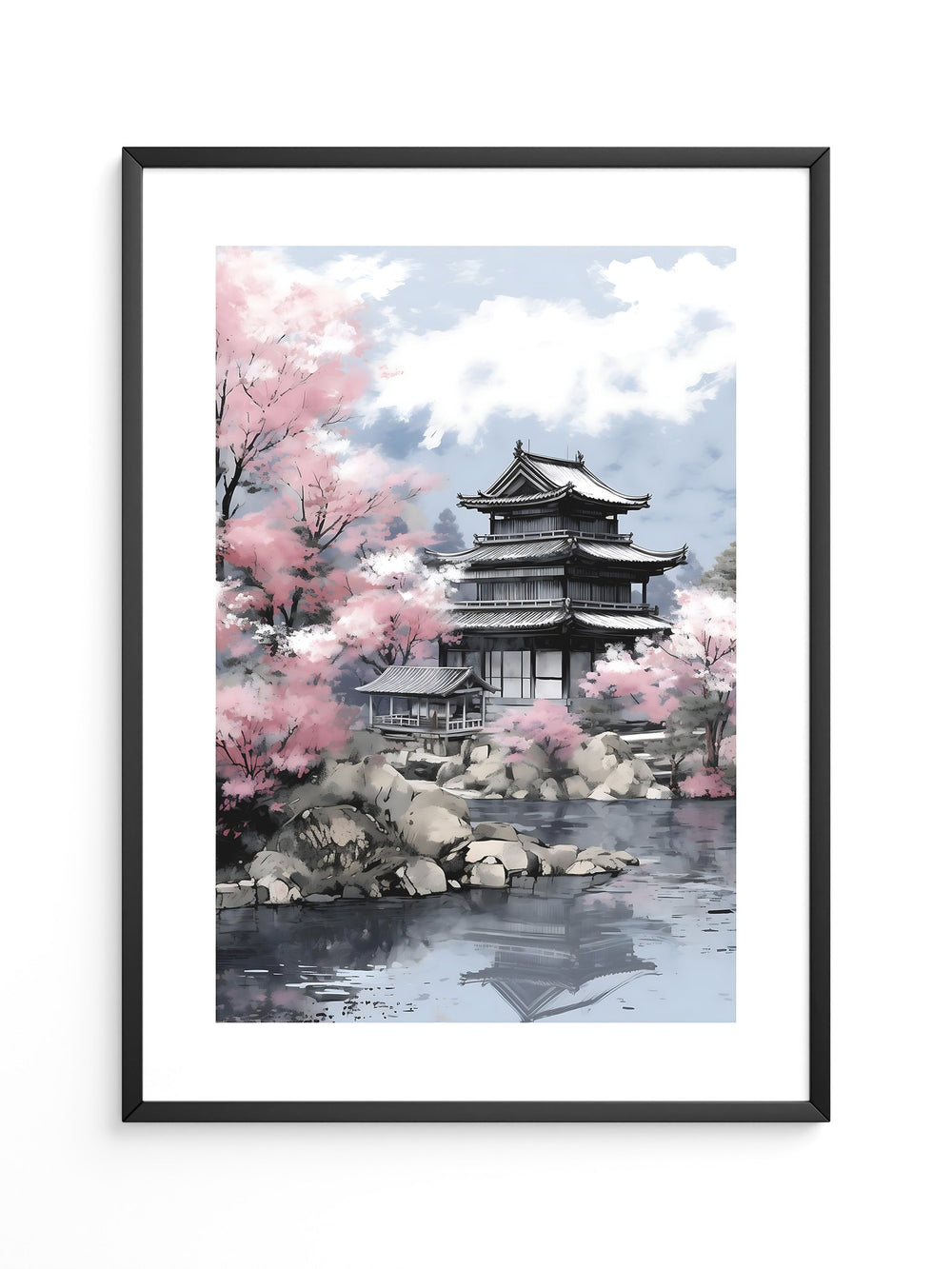 Japanischer Tempel Kirschblüten