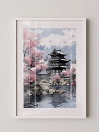 Japanischer Tempel Kirschblüten