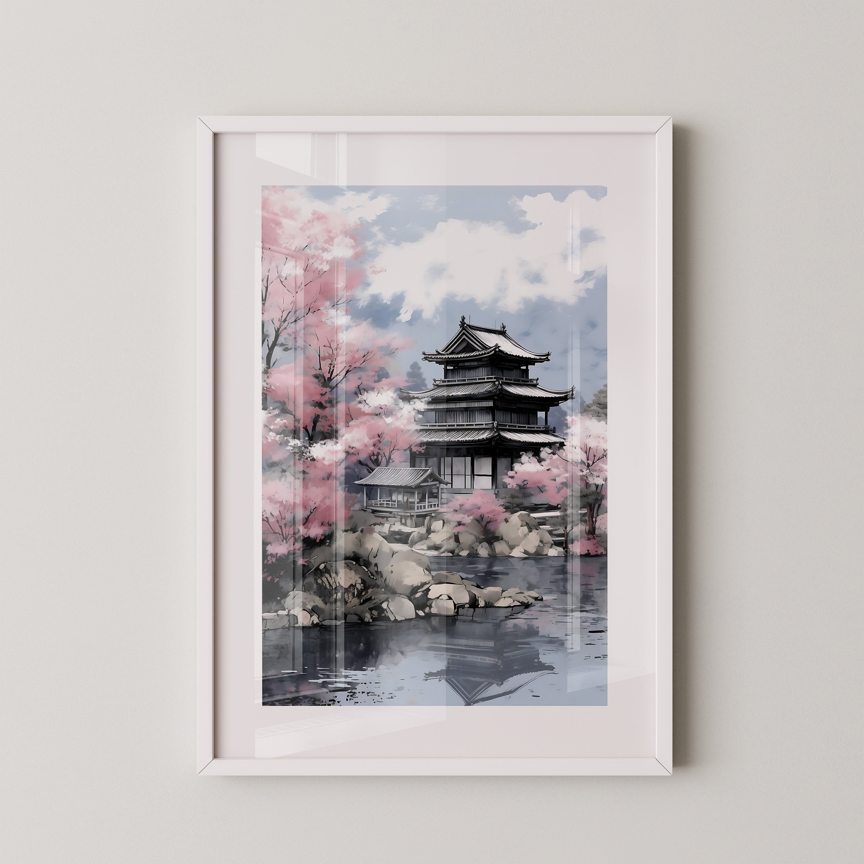 Japanischer Tempel Kirschblüten