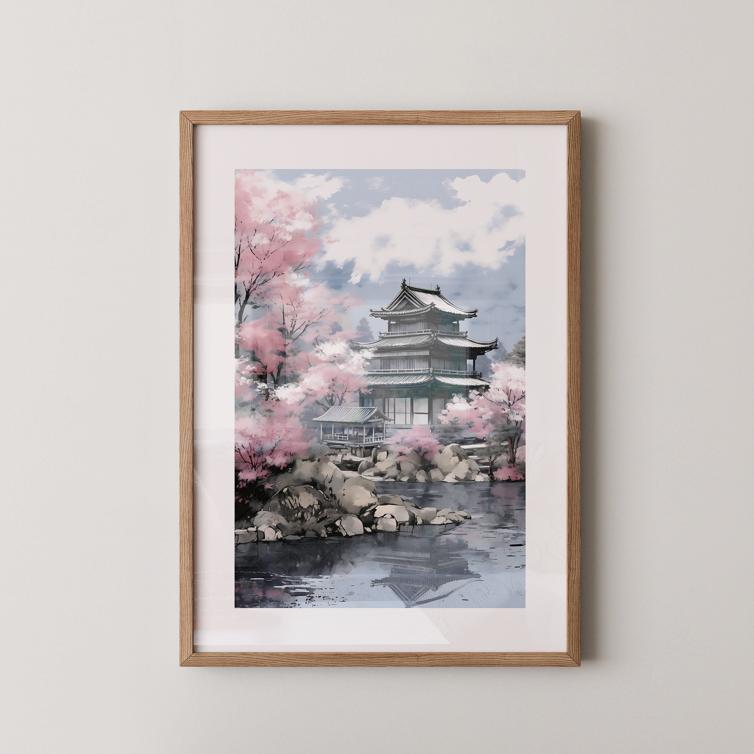 Japanischer Tempel Kirschblüten