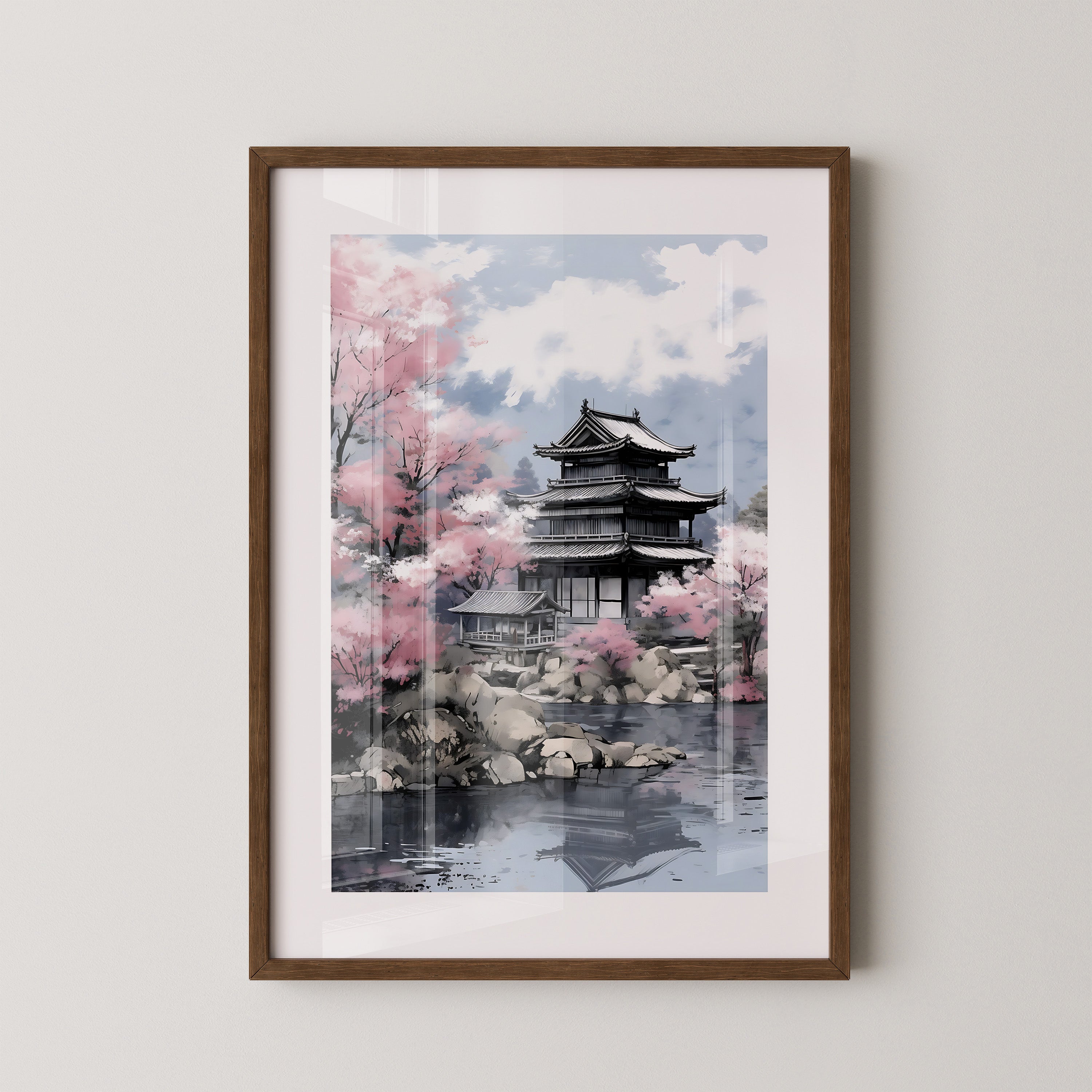 Japanischer Tempel Kirschblüten