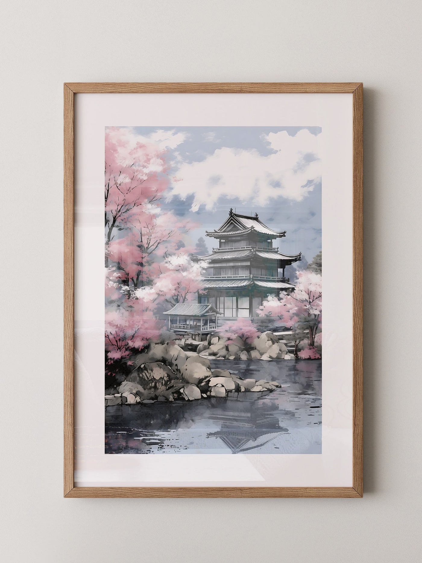Japanischer Tempel Kirschblüten