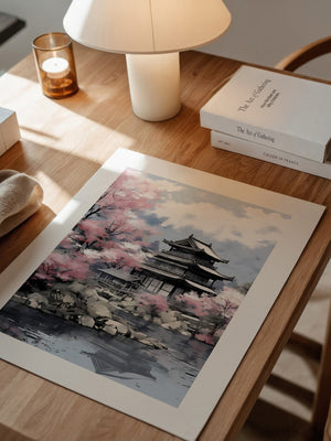 Japanischer Tempel Kirschblüten