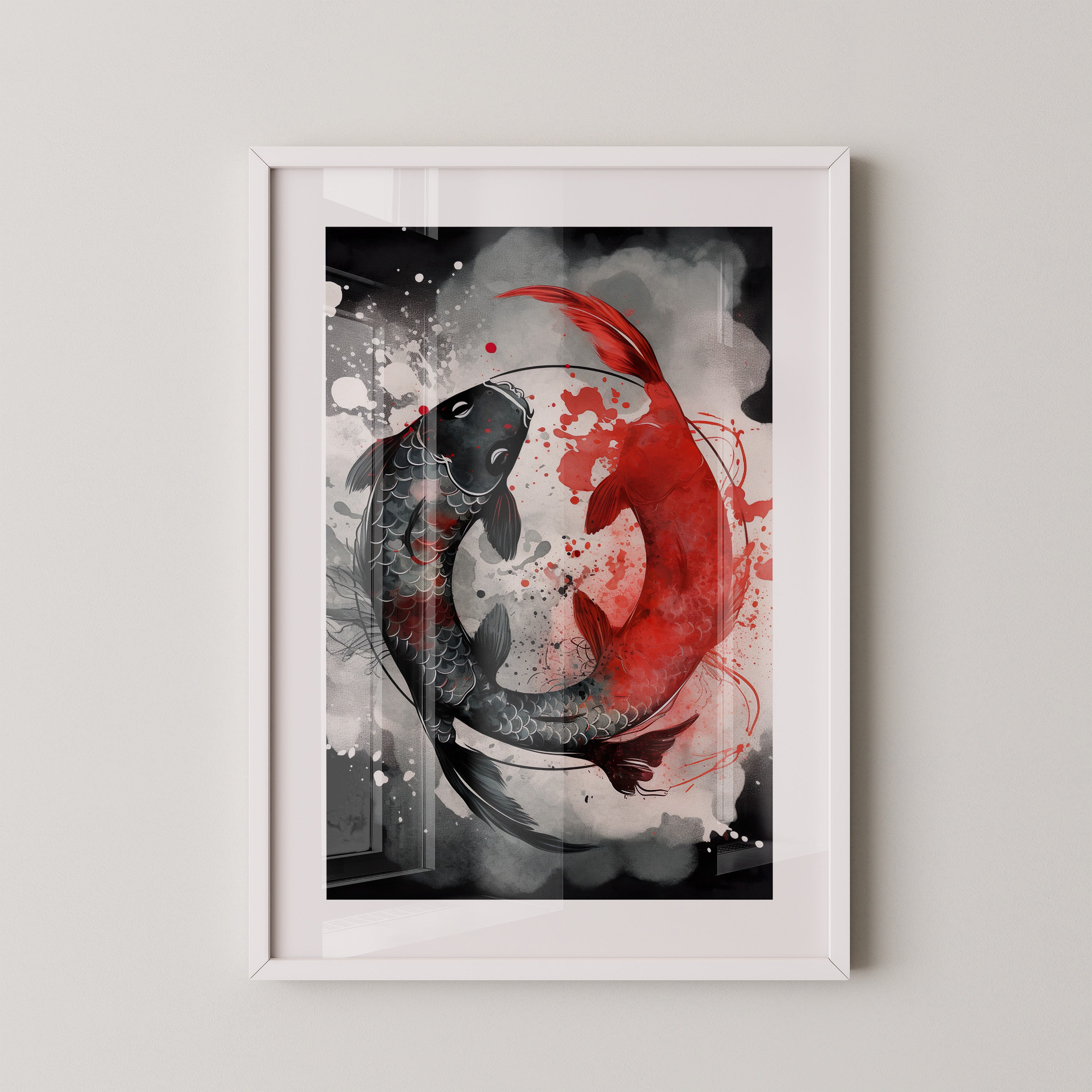 Koi Fische Rot Schwarz Splatter