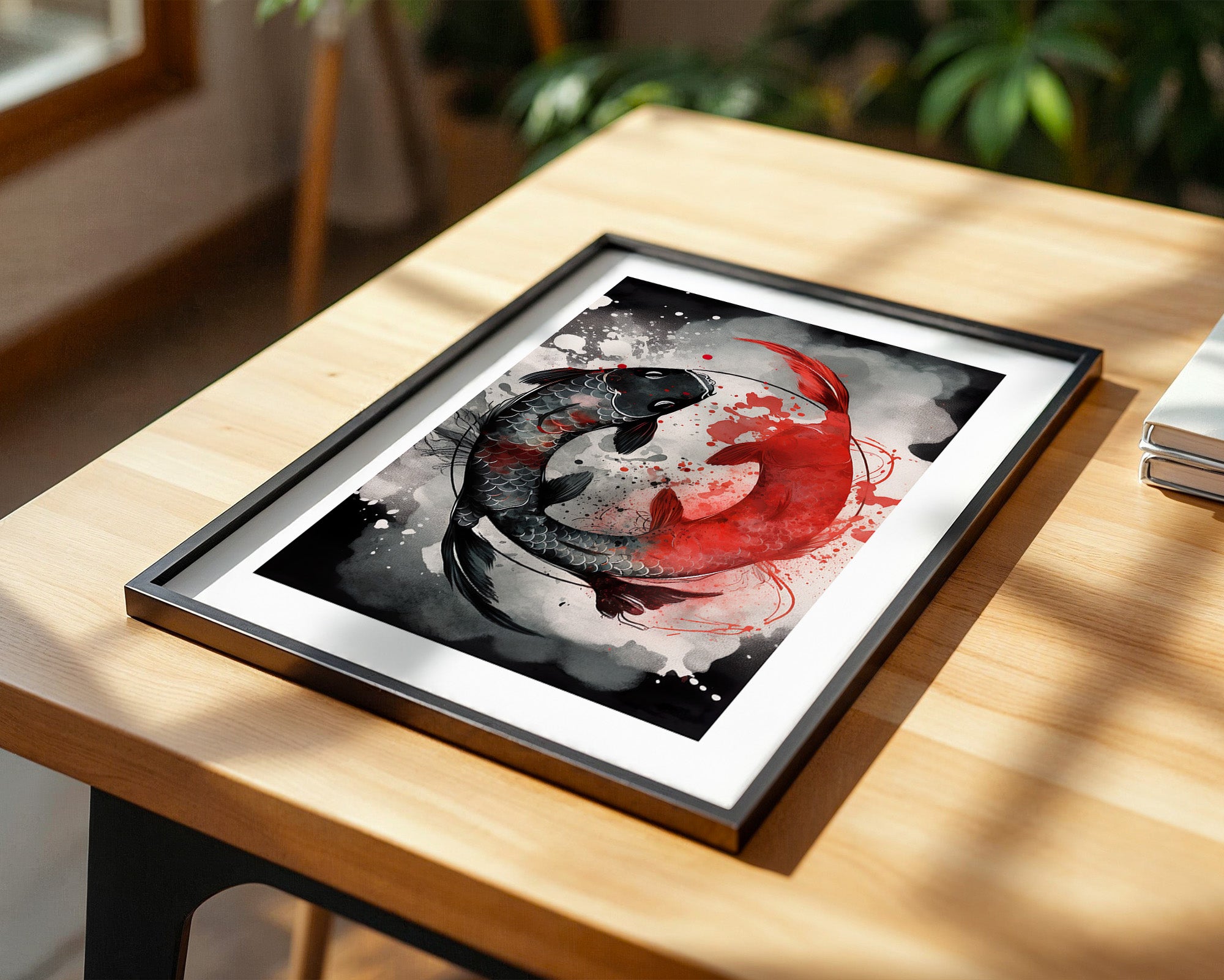 Koi Fische Rot Schwarz Splatter