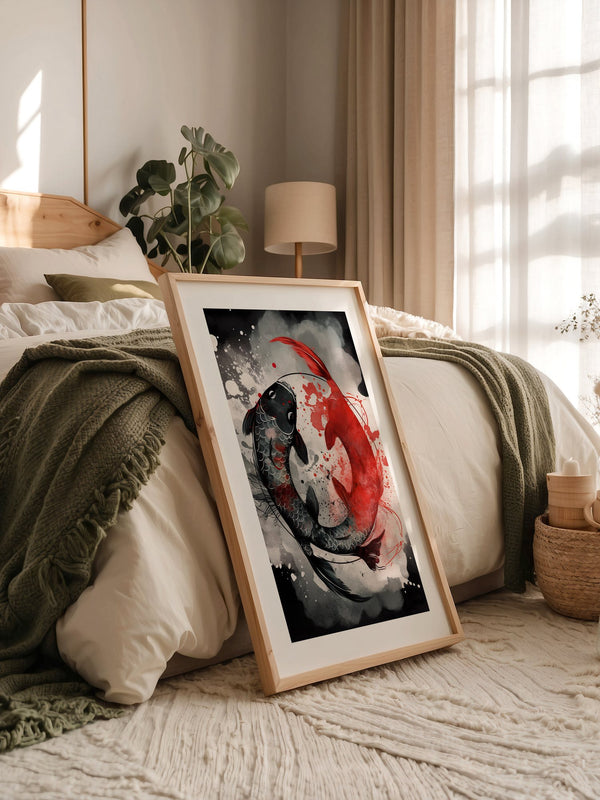 Koi Fische Rot Schwarz Splatter