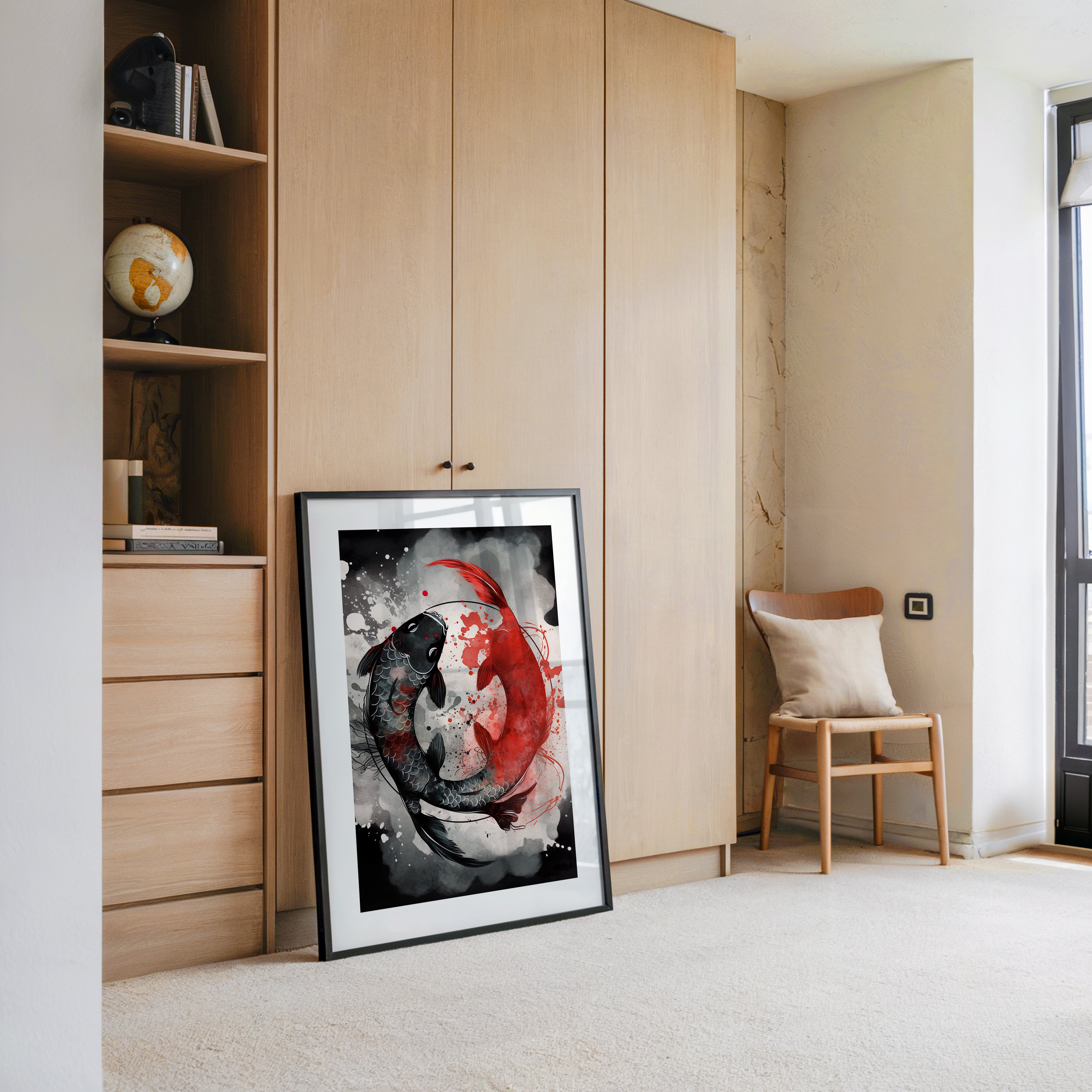 Koi Fische Rot Schwarz Splatter