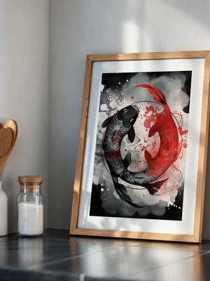 Koi Fische Rot Schwarz Splatter