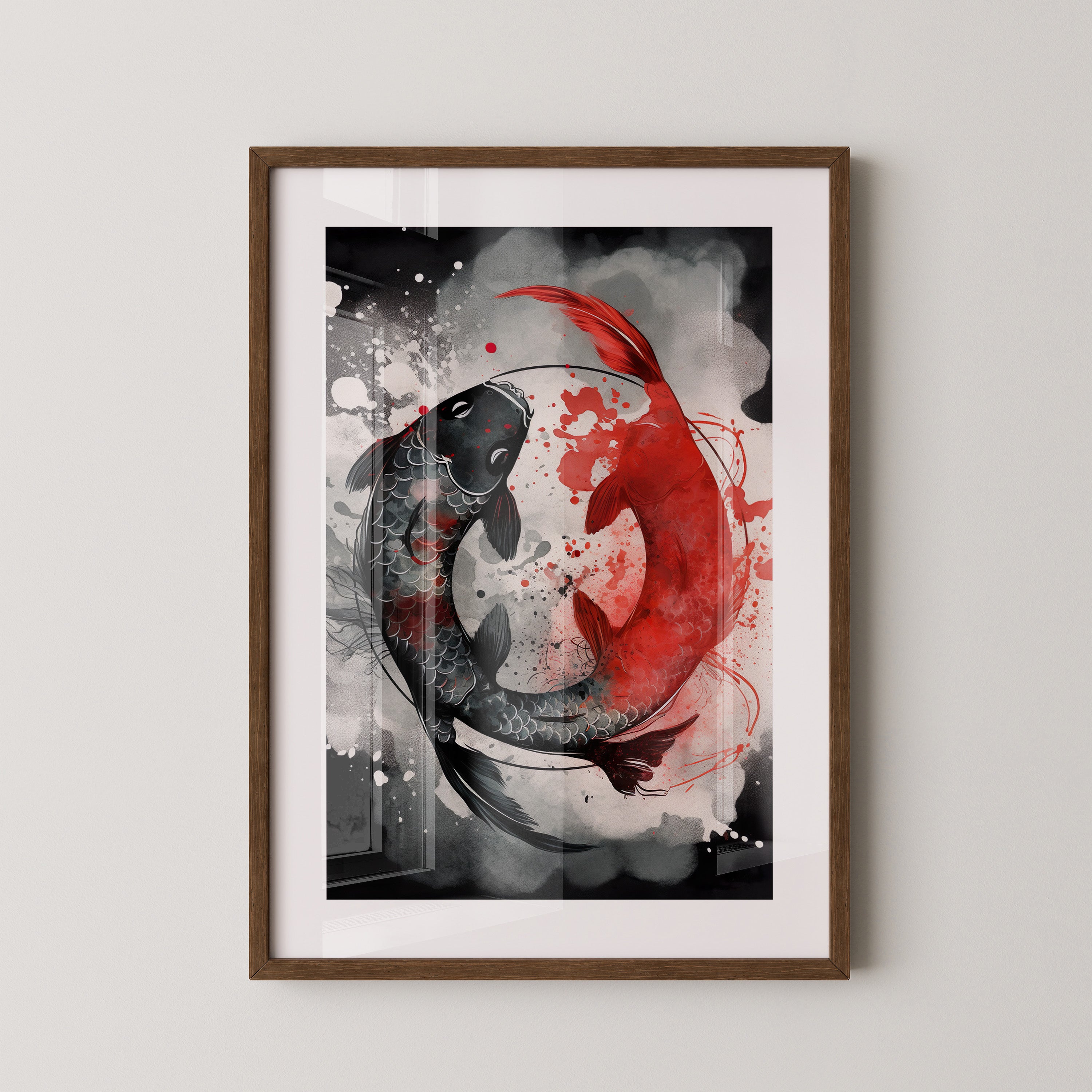 Koi Fische Rot Schwarz Splatter