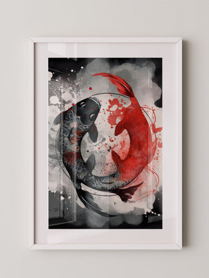 Koi Fische Rot Schwarz Splatter