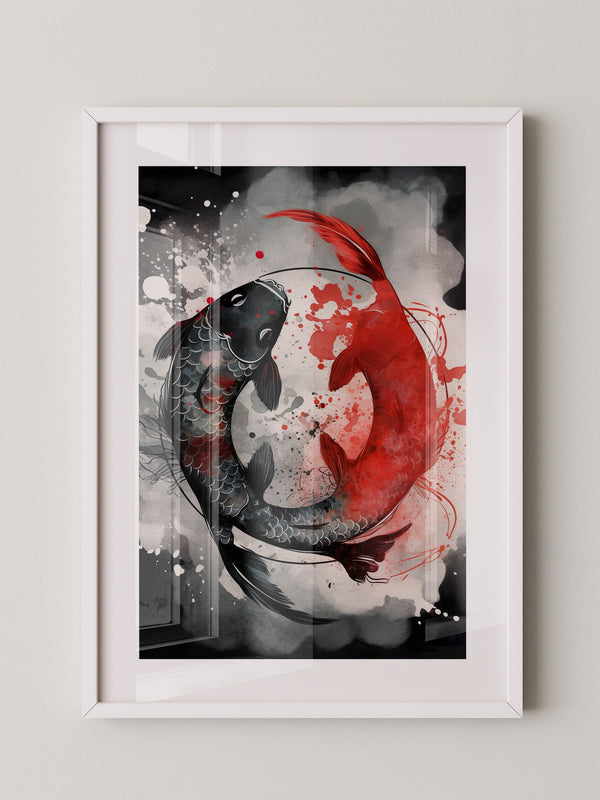 Koi Fische Rot Schwarz Splatter