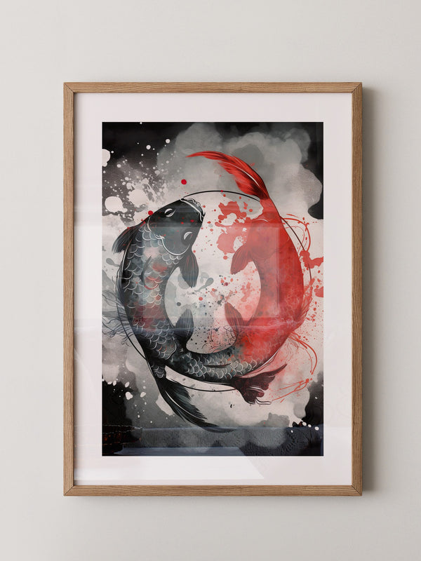 Koi Fische Rot Schwarz Splatter