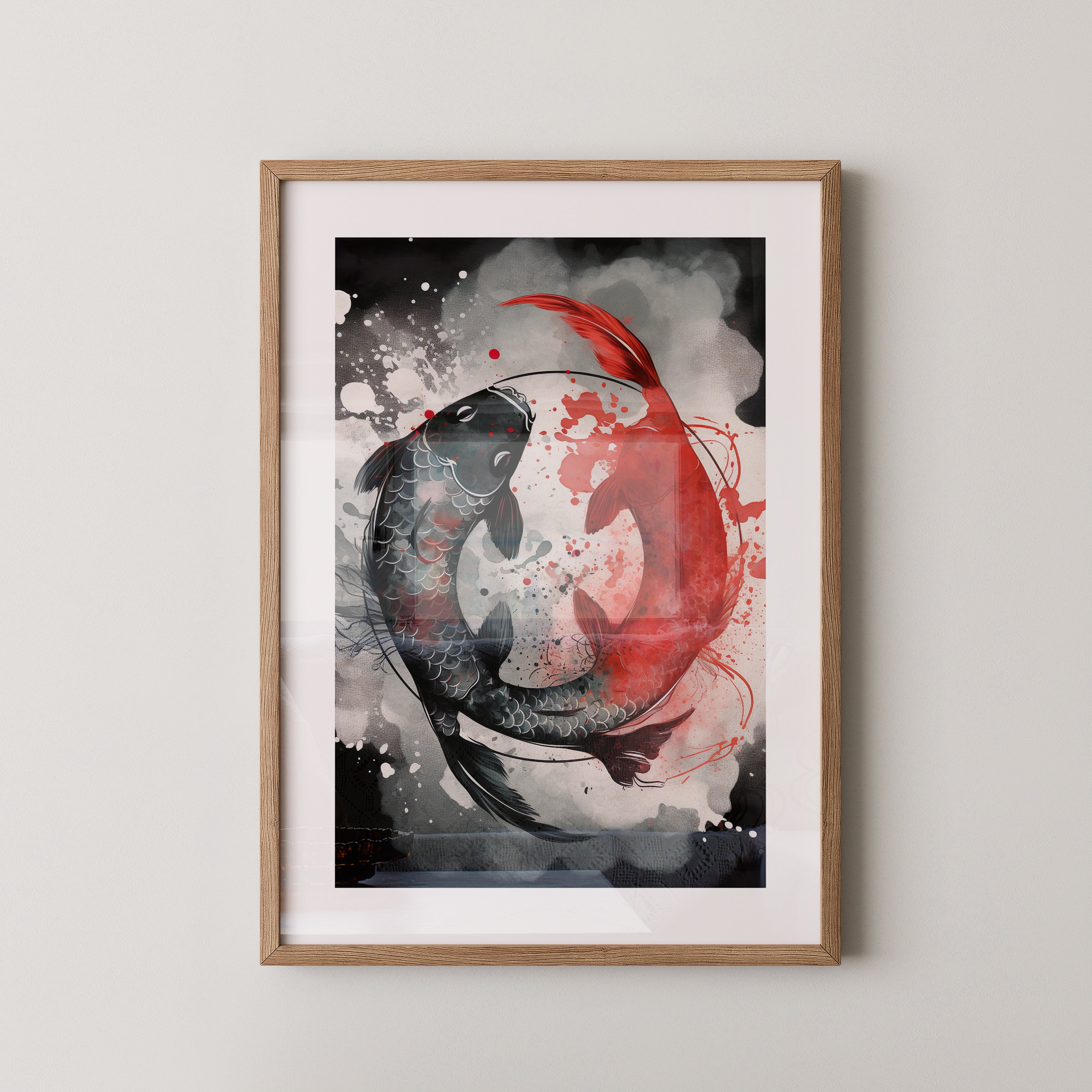 Koi Fische Rot Schwarz Splatter