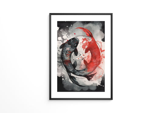 Koi Fische Rot Schwarz Splatter