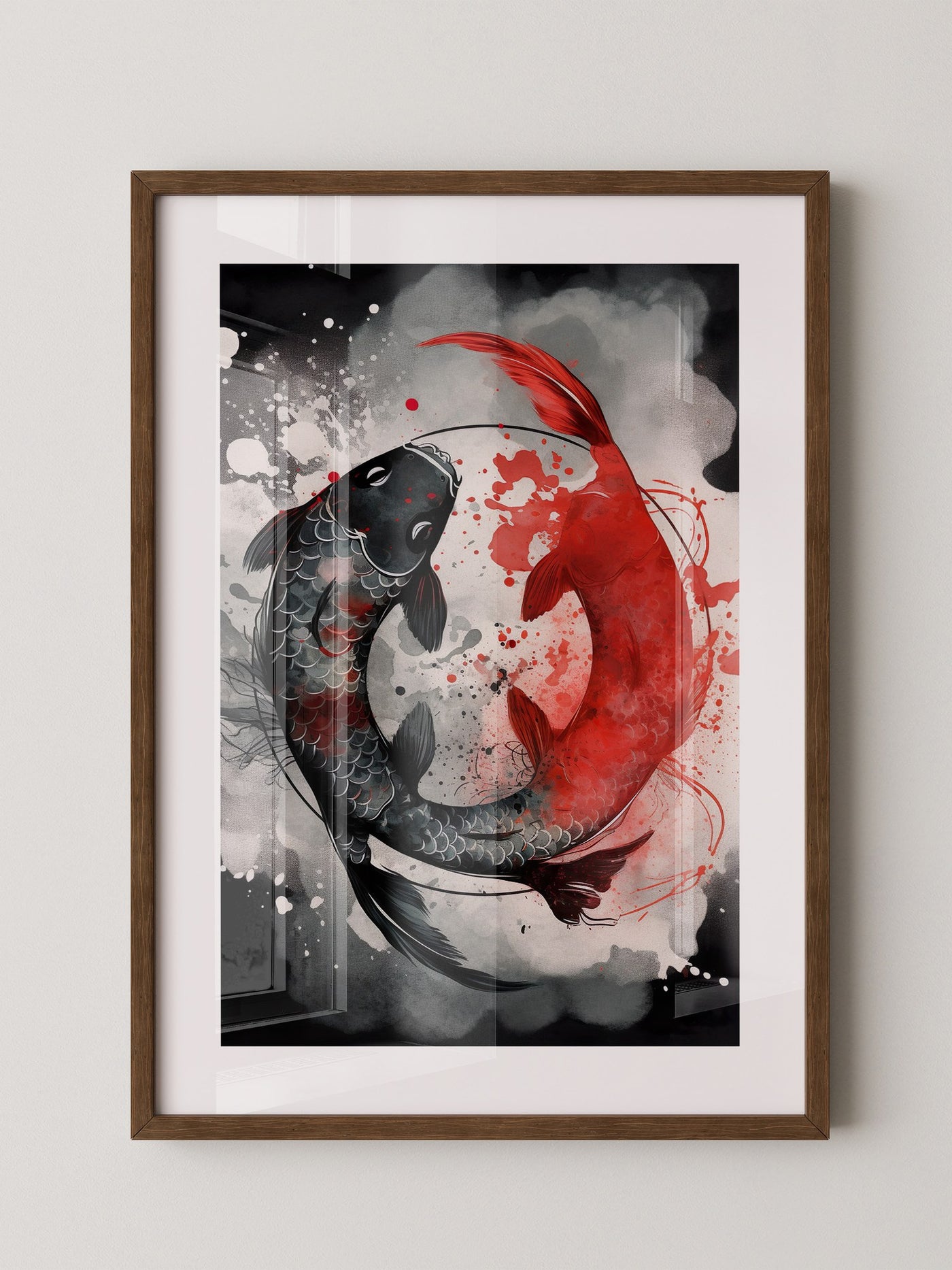 Koi Fische Rot Schwarz Splatter