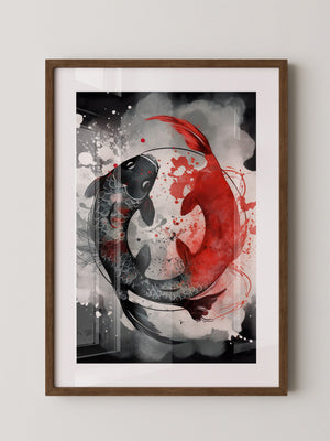 Koi Fische Rot Schwarz Splatter
