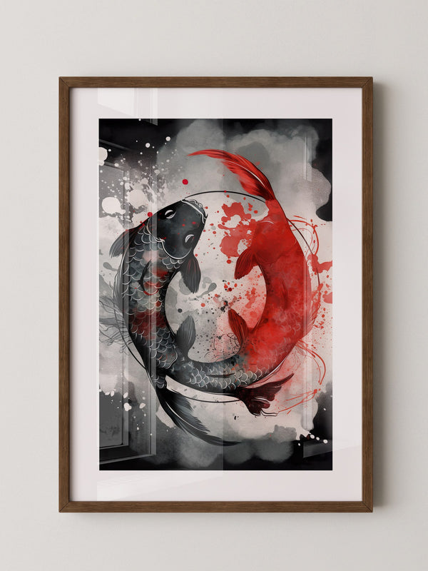 Koi Fische Rot Schwarz Splatter