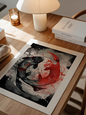 Koi Fische Rot Schwarz Splatter