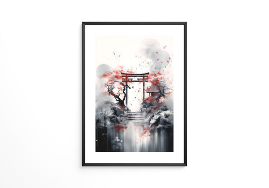 Torii Tor Malerei Rot Schwarz