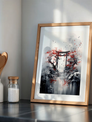 Torii Tor Malerei Rot Schwarz