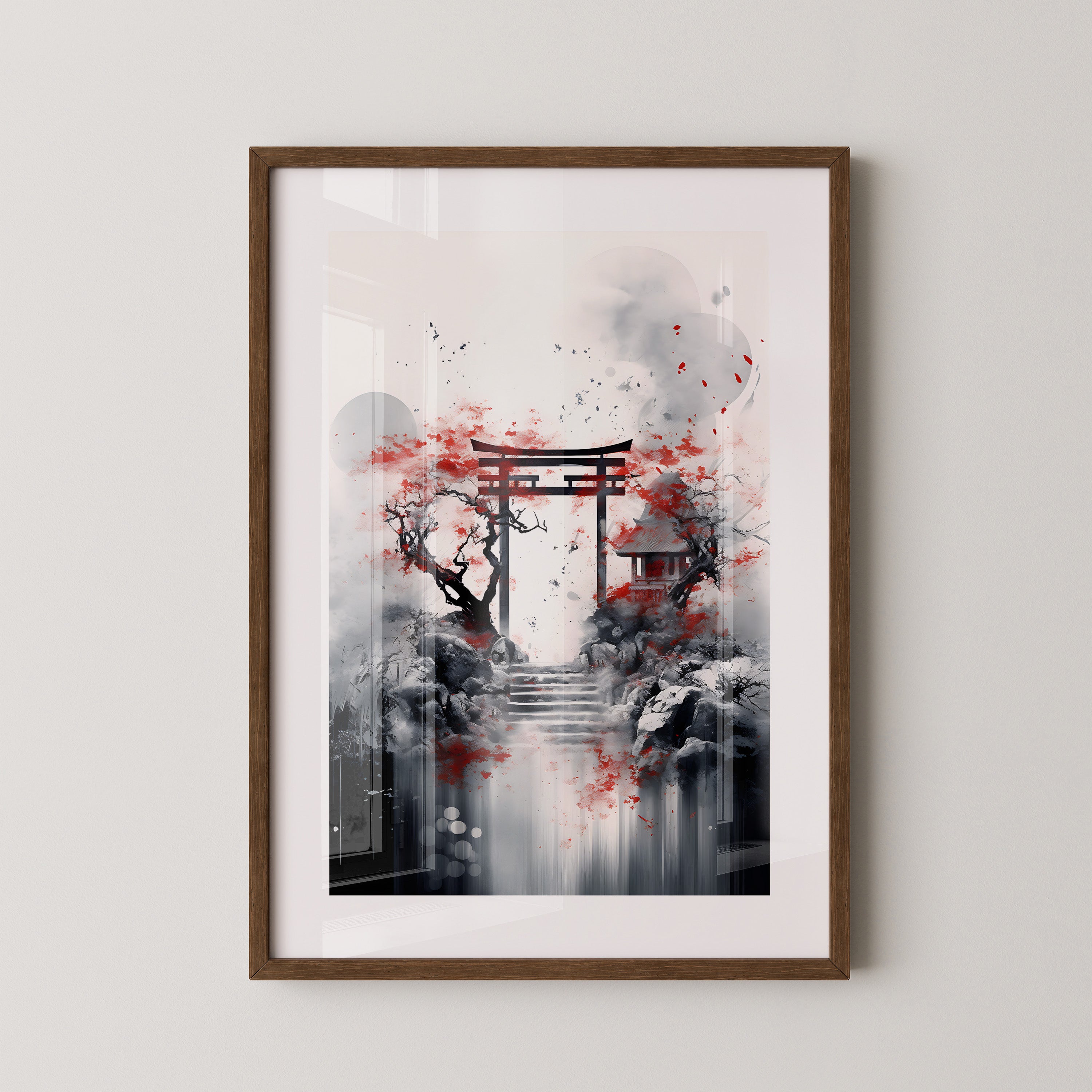 Torii Tor Malerei Rot Schwarz