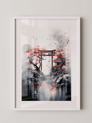Torii Tor Malerei Rot Schwarz