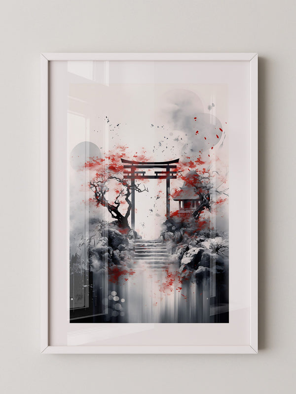 Torii Tor Malerei Rot Schwarz