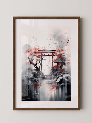Torii Tor Malerei Rot Schwarz