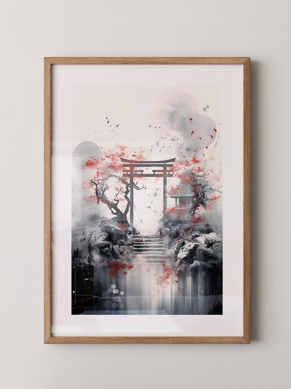 Torii Tor Malerei Rot Schwarz