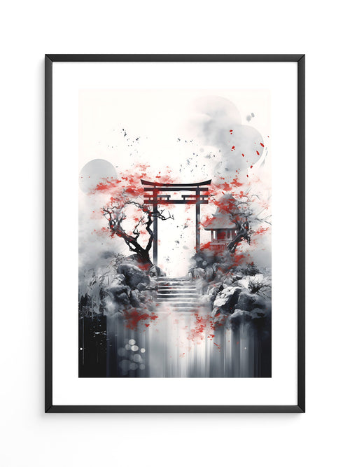 Torii Tor Malerei Rot Schwarz