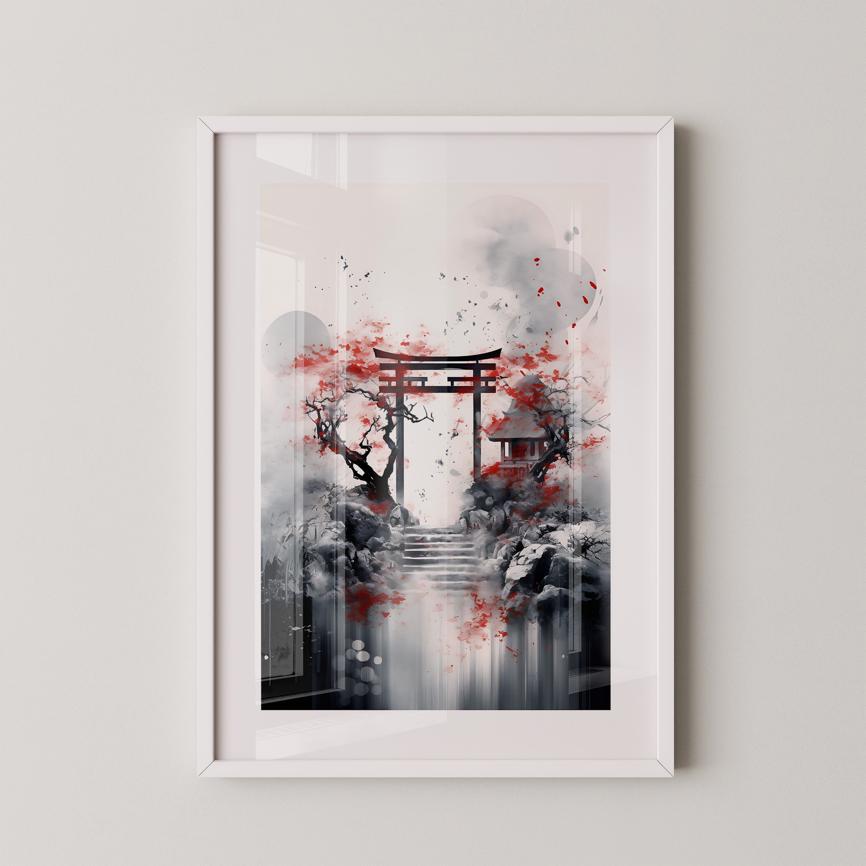 Torii Tor Malerei Rot Schwarz