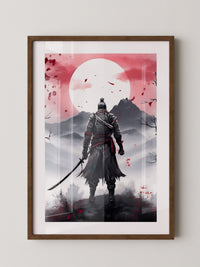 Samurai Vollmond Nebellandschaft