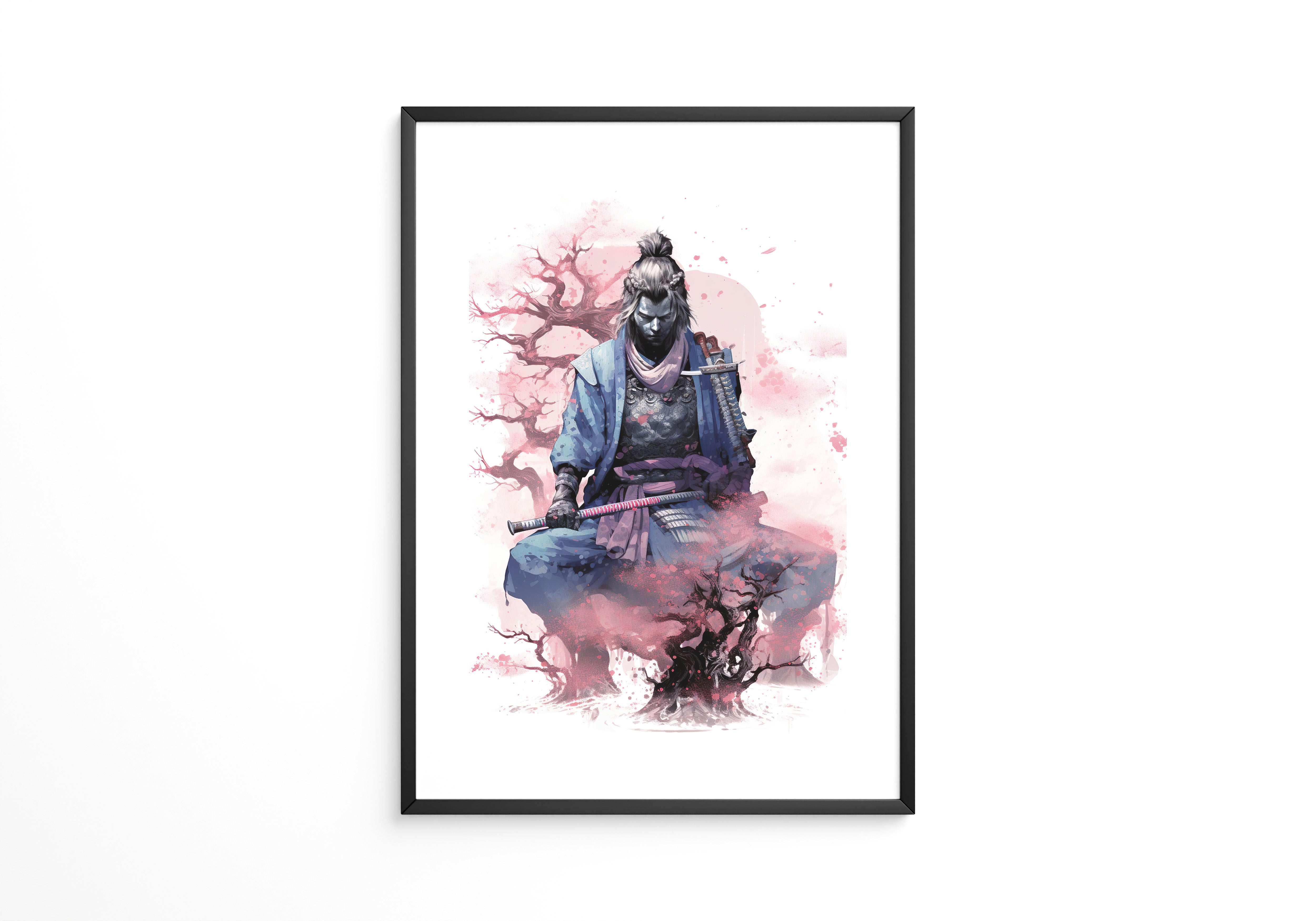 Samurai Kirschblüten Aquarell