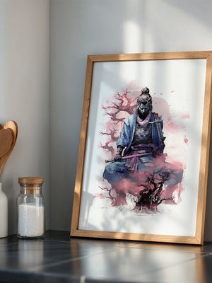 Samurai Kirschblüten Aquarell