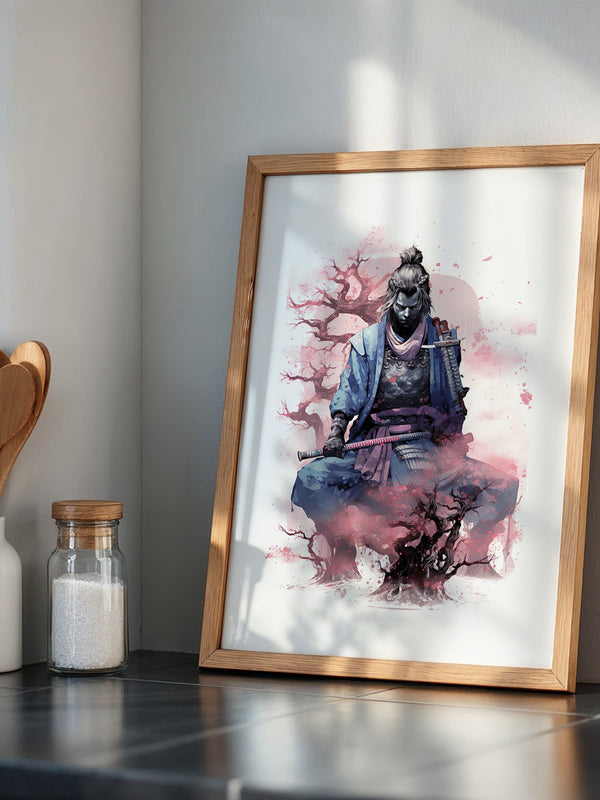 Samurai Kirschblüten Aquarell