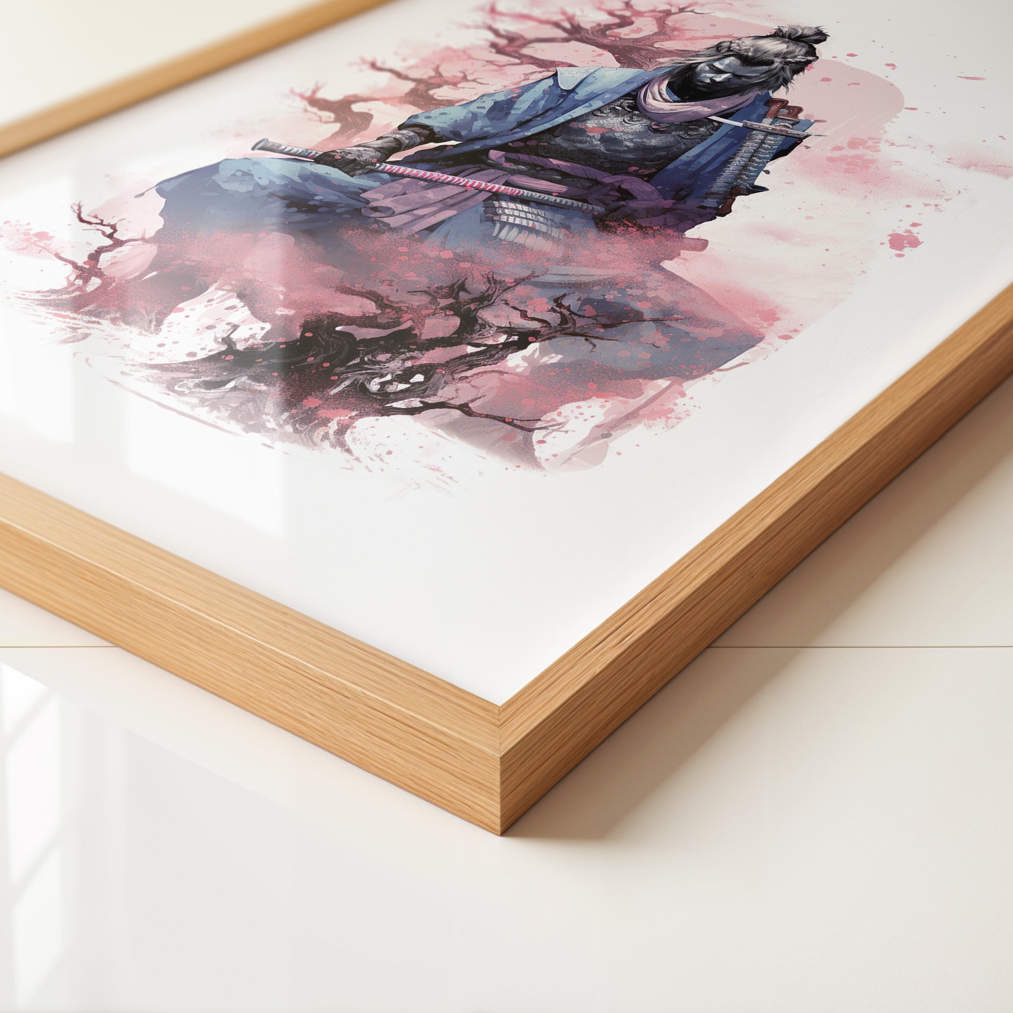 Samurai Kirschblüten Aquarell