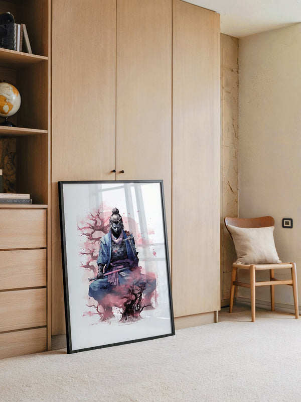 Samurai Kirschblüten Aquarell