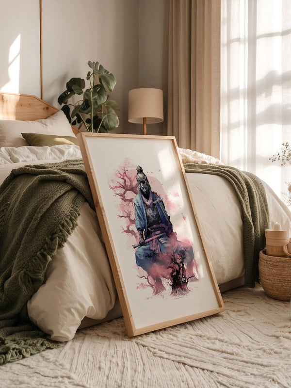 Samurai Kirschblüten Aquarell