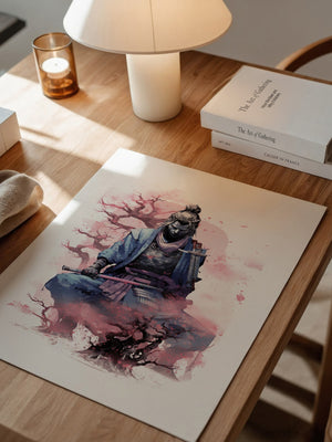 Samurai Kirschblüten Aquarell