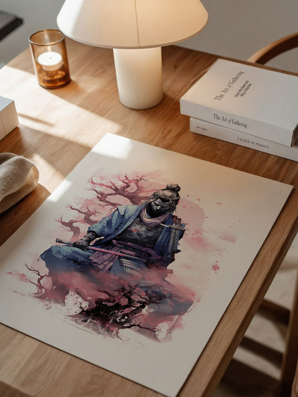 Samurai Kirschblüten Aquarell