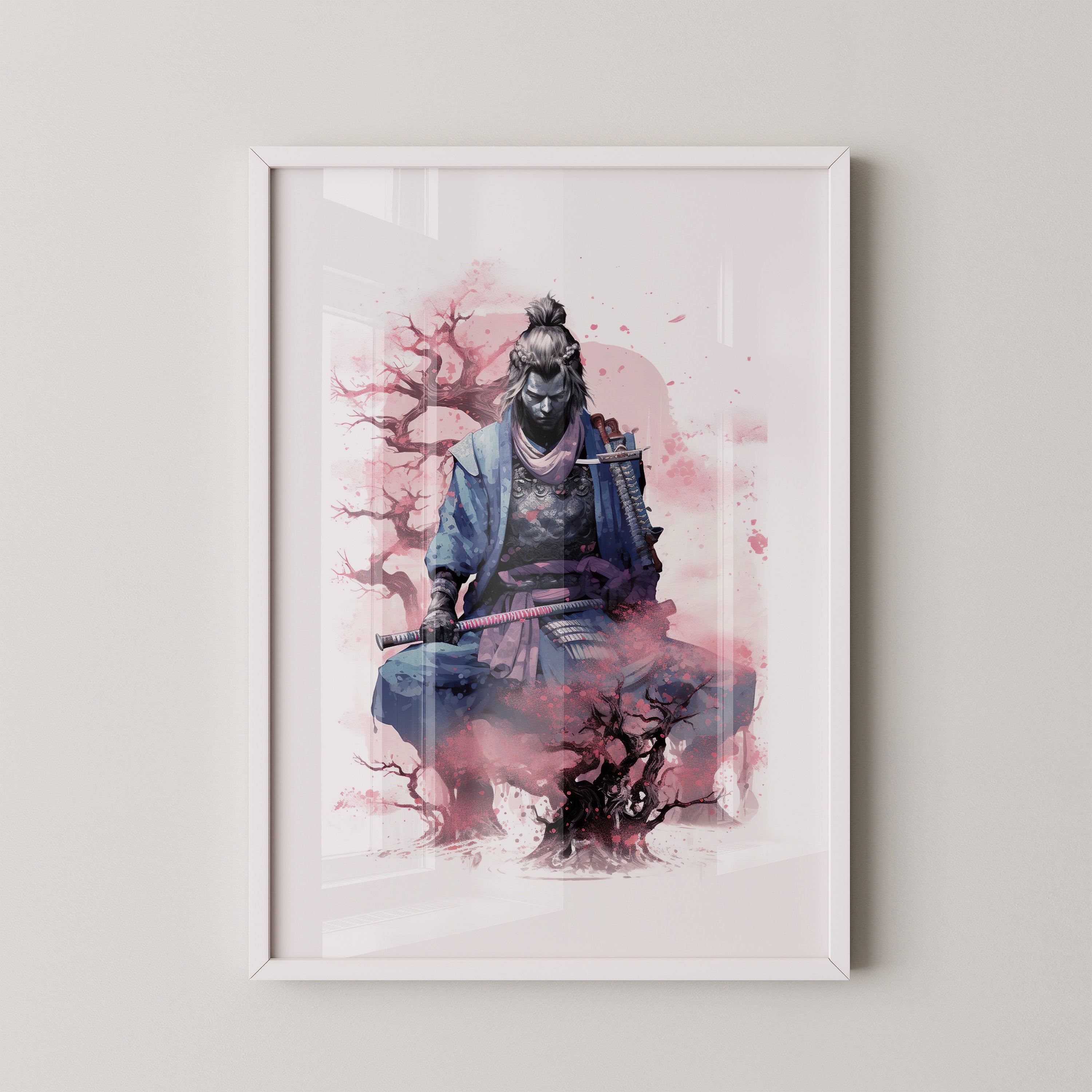 Samurai Kirschblüten Aquarell