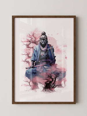 Samurai Kirschblüten Aquarell