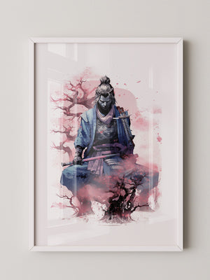Samurai Kirschblüten Aquarell