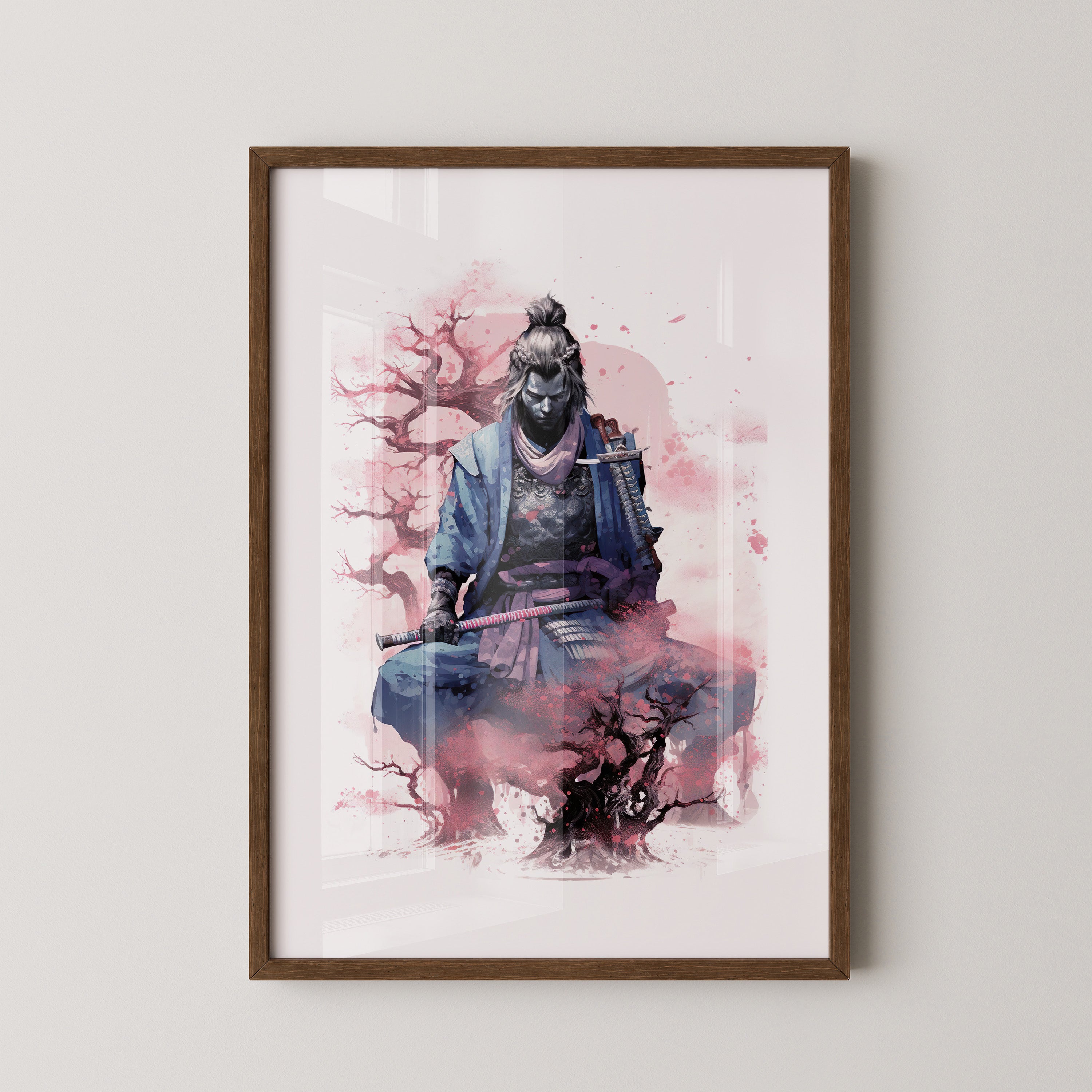 Samurai Kirschblüten Aquarell