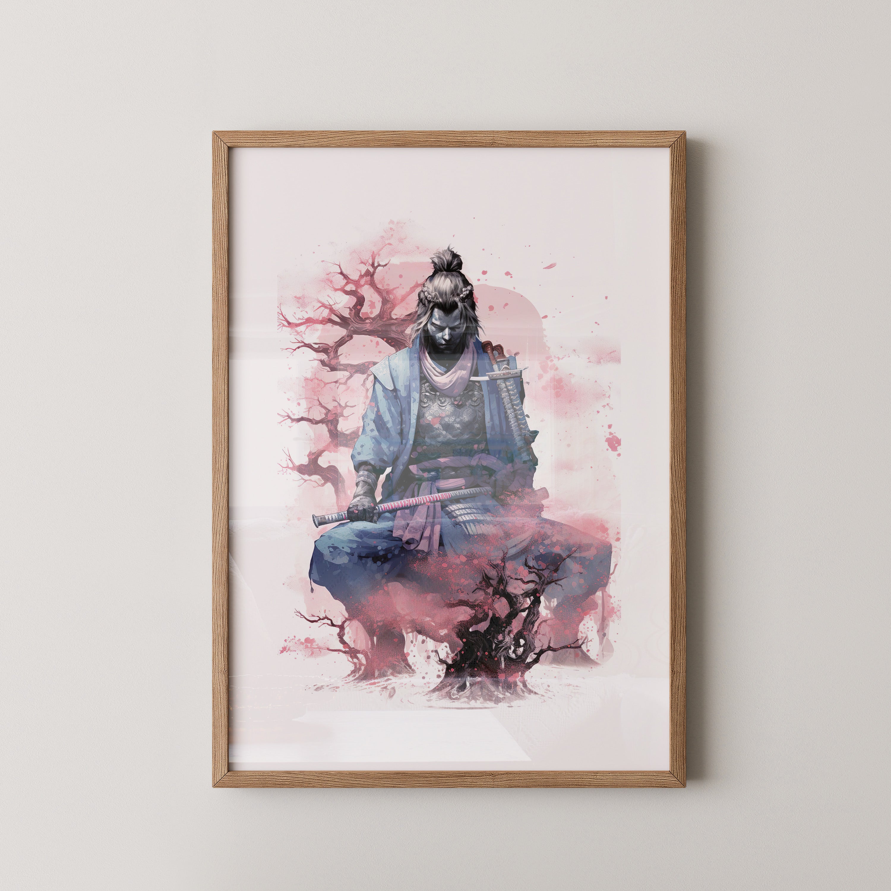 Samurai Kirschblüten Aquarell