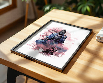 Samurai Kirschblüten Aquarell