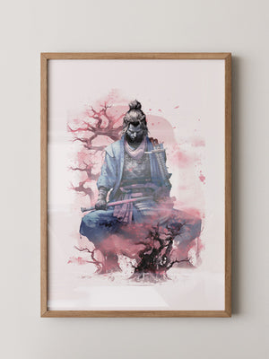 Samurai Kirschblüten Aquarell