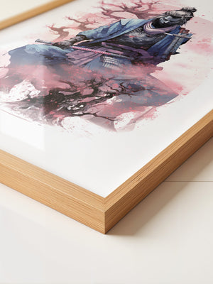 Samurai Kirschblüten Aquarell