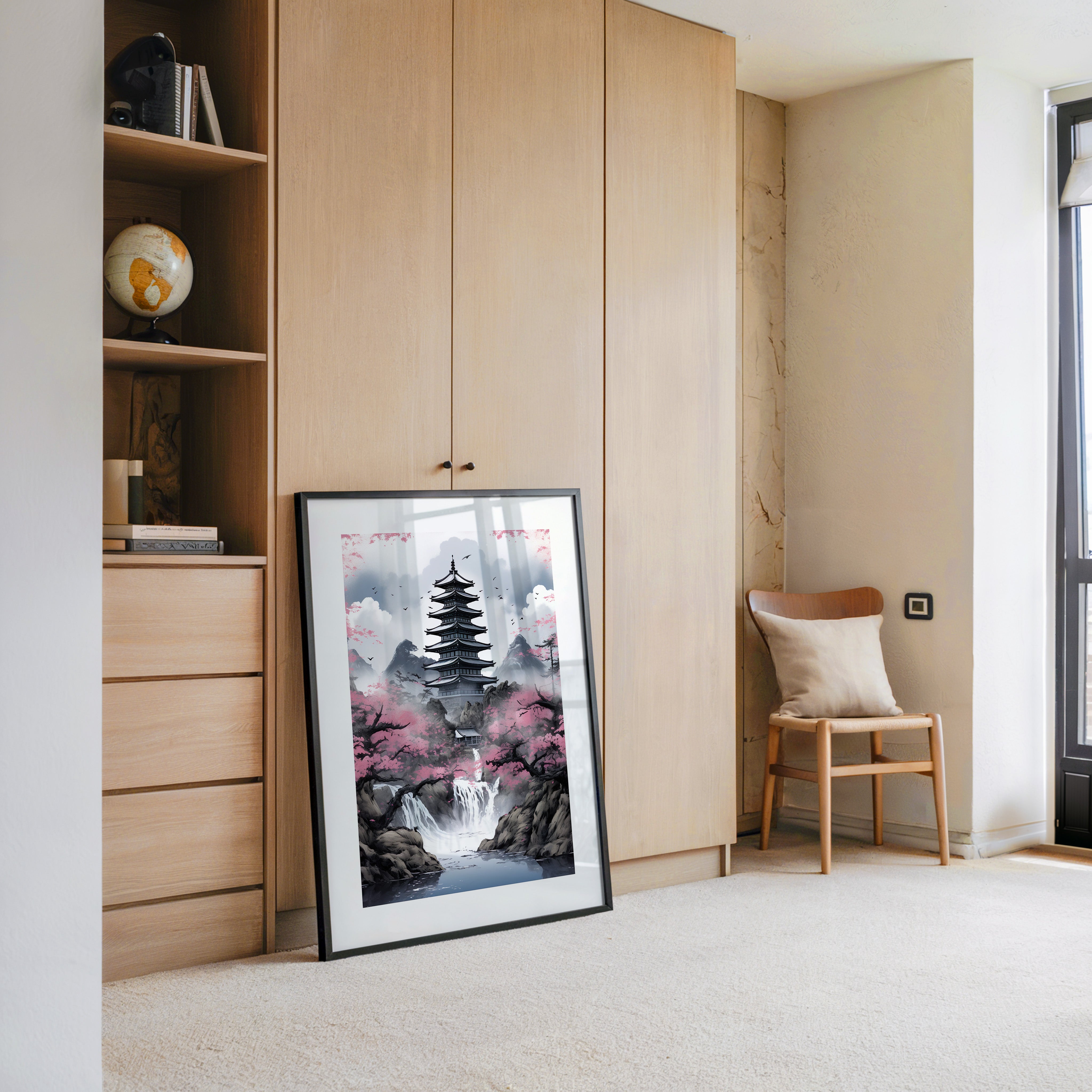 Pagode Kirschblüten Wasserfall